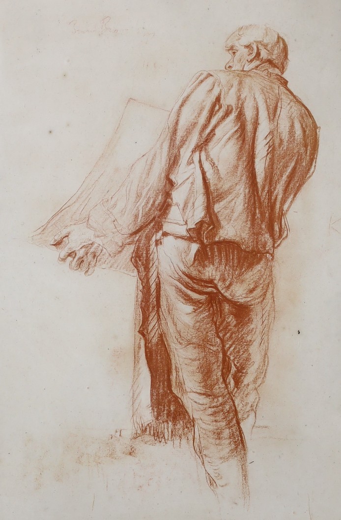 Sir Frank Brangwyn (1867-1943), lithograph, Man holding a folio, 40 x 27cm